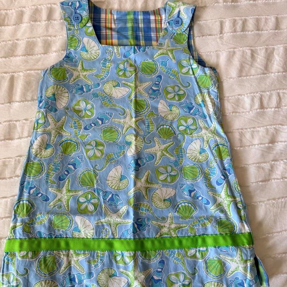 Blue and green girls reversible dress